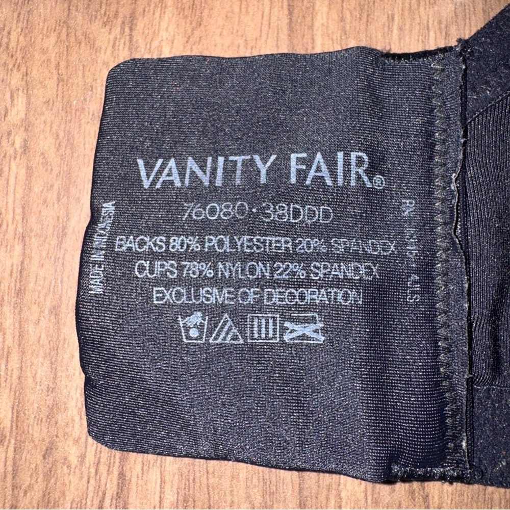 Vanity‎ Fair 38DDD Beauty Back Full Figure Back Smoothing Minimizer Bra Black - Picture 3 of 5